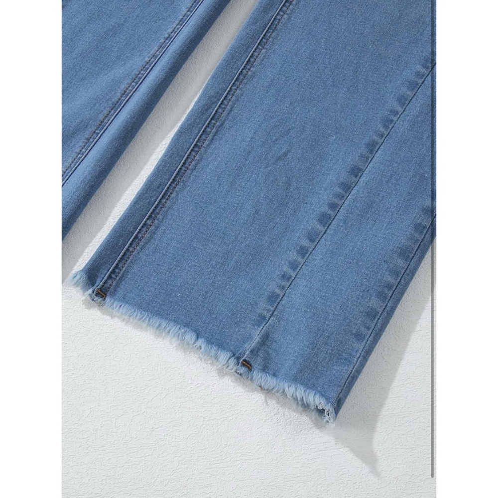 Sidefeel Women's Wide Leg Jeans High Waisted Strechy Raw Hem Denim Pants Size 18 - Picture 3 of 8